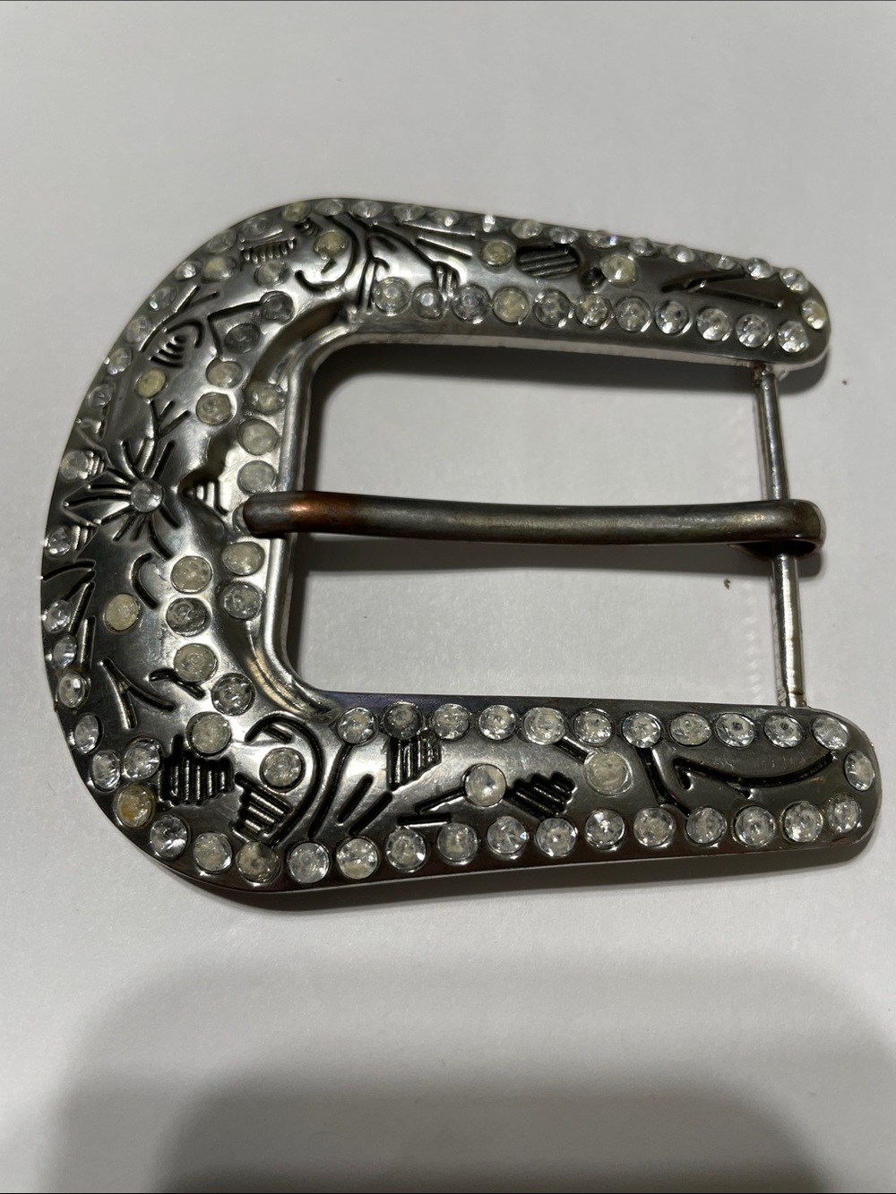 Western Cowgirl Rhinestone Embellished Silver Belt Buckle. Amazon $14. - Picture 1 of 1